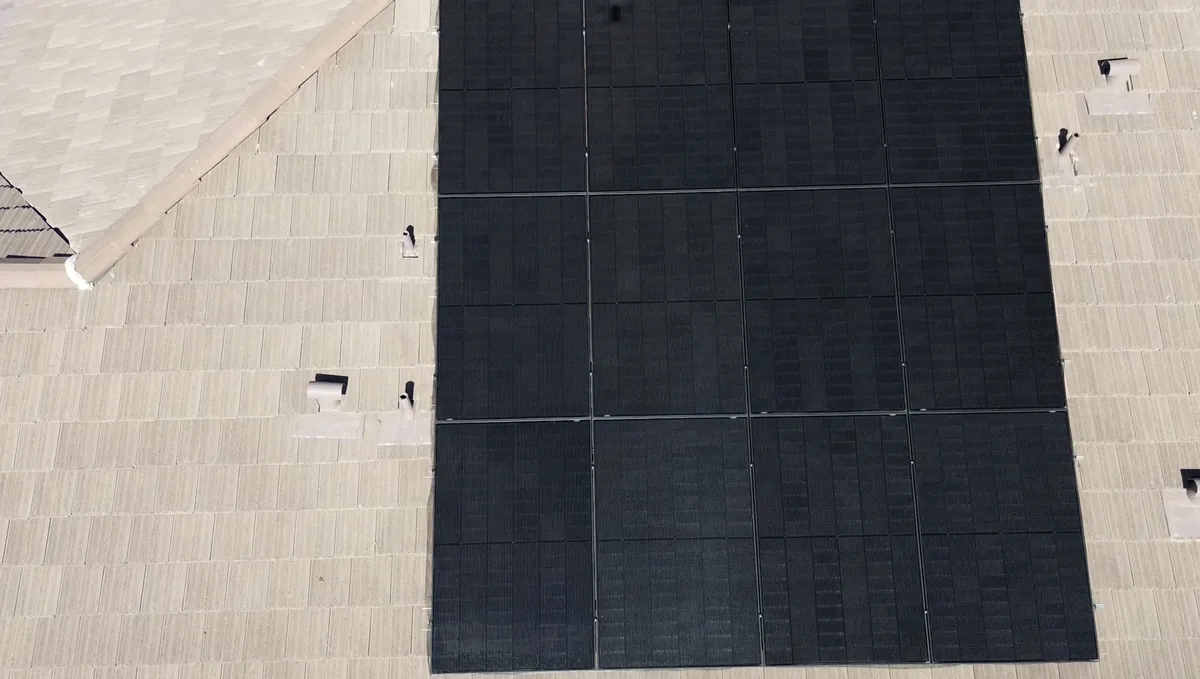 Solar panels in Maricopa AZ after professional cleaning with water and soft brushes